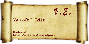 Vankó Edit névjegykártya